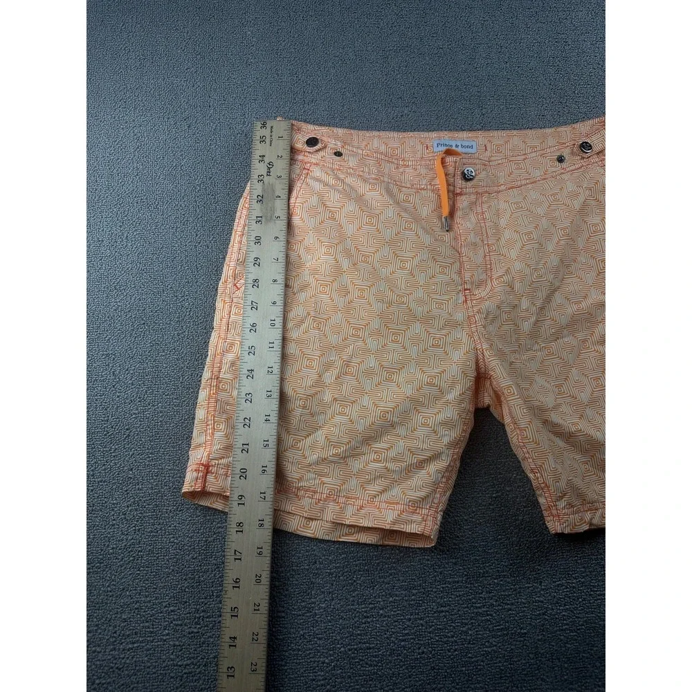 Prince & Bond Swim Trunks Men 34 Orange Elvio 75 Geometric Portugal Made Summer